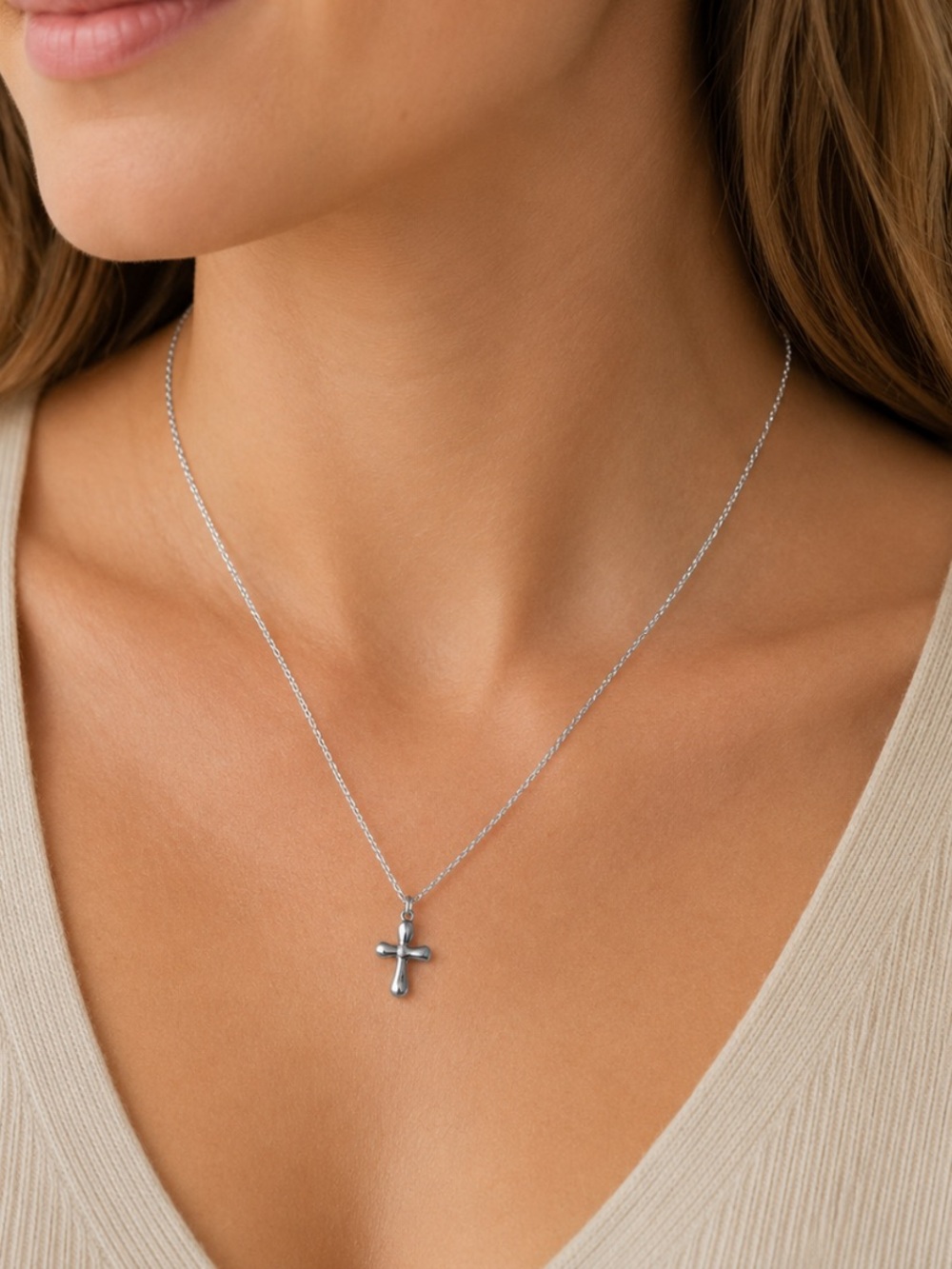 Silver Cross Charm Necklace